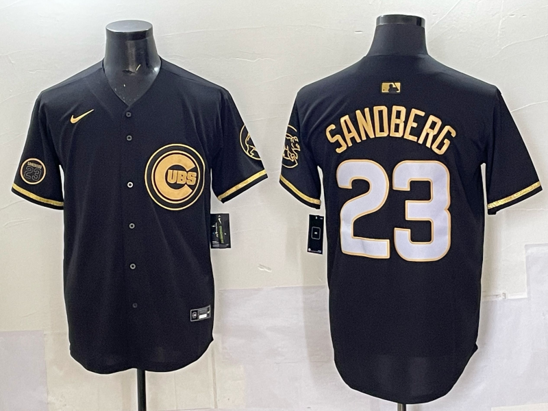 Men Chicago Cubs 23 Sandberg black Nike MLB 2025 Jersey 016